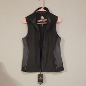 Women's Black and Gray Softshell Zip Vest